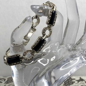 Marcasite & Black Stone Necklace- Vintage